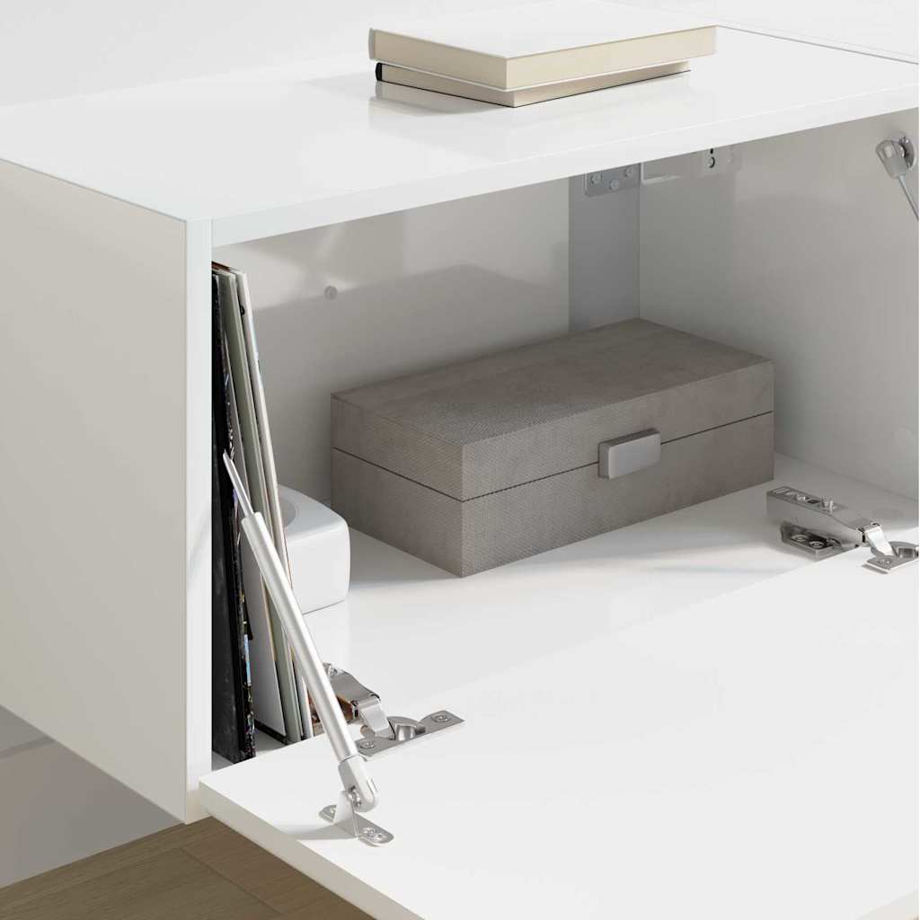 TV Wandkast 2 pcs Glanzend Wit 60 x 31 x 29,5 cm Bewerkt hout