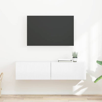 TV Wandkast 2 pcs Glanzend Wit 60 x 31 x 29,5 cm Bewerkt hout