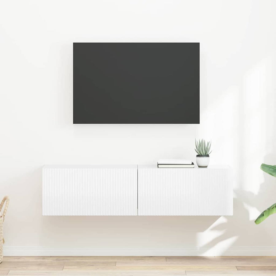 TV Wandkast 2 pcs Glanzend Wit 60 x 31 x 29,5 cm Bewerkt hout