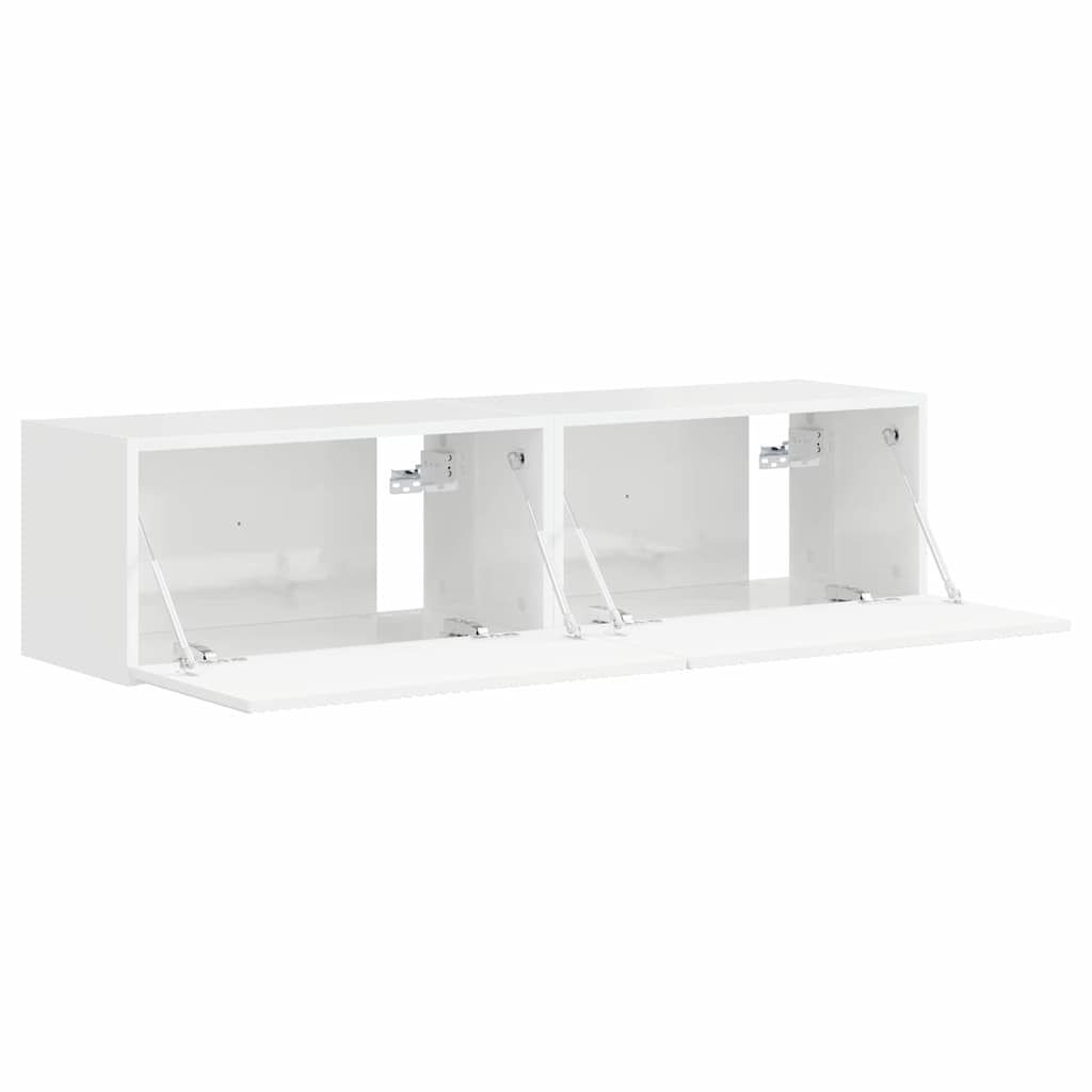 TV Wandkast 2 pcs Glanzend Wit 60 x 31 x 29,5 cm Bewerkt hout