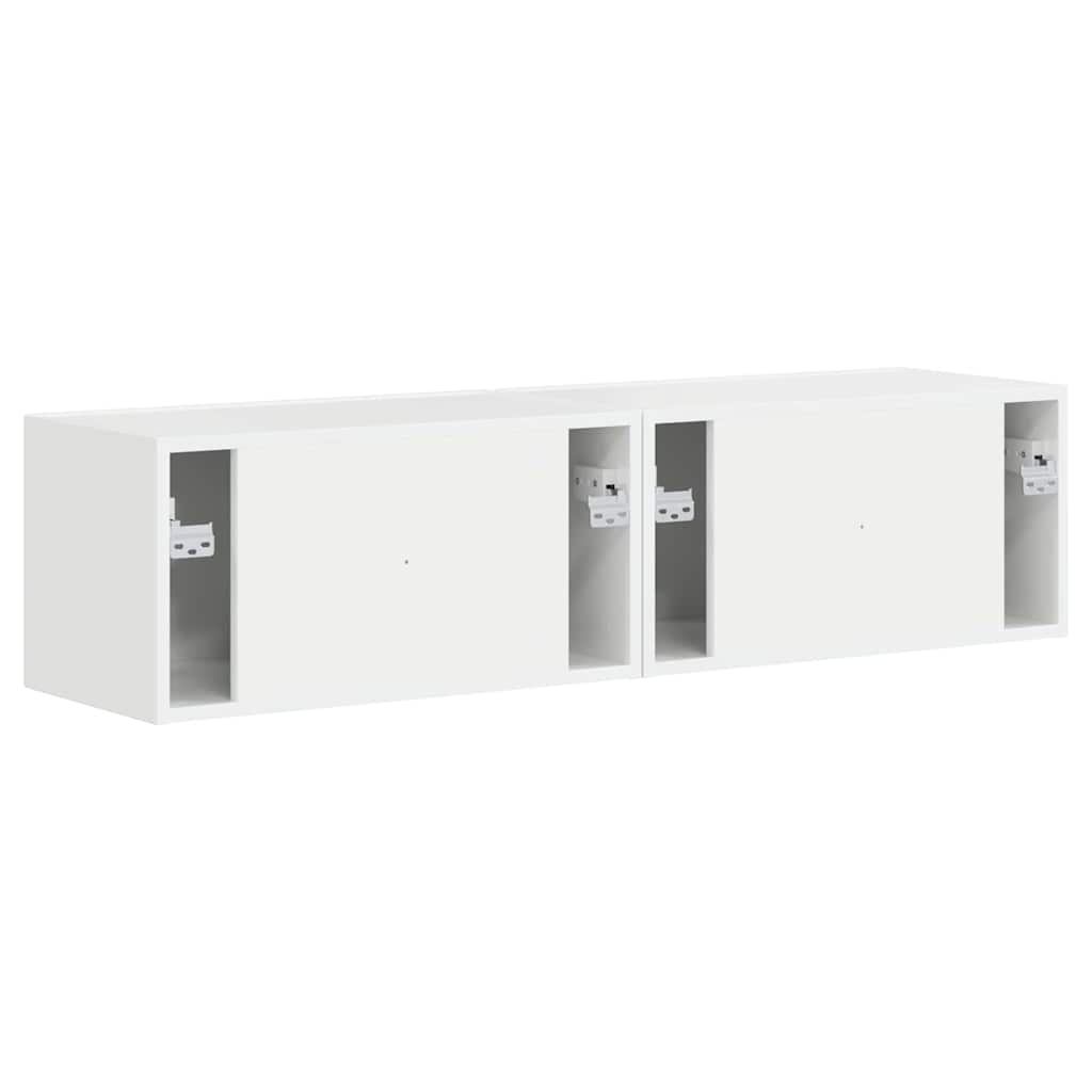 TV Wandkast 2 pcs Glanzend Wit 60 x 31 x 29,5 cm Bewerkt hout
