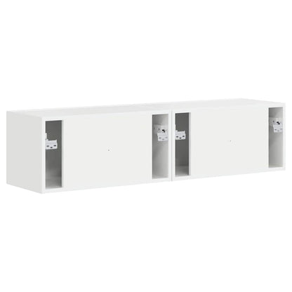 TV Wandkast 2 pcs Glanzend Wit 60 x 31 x 29,5 cm Bewerkt hout