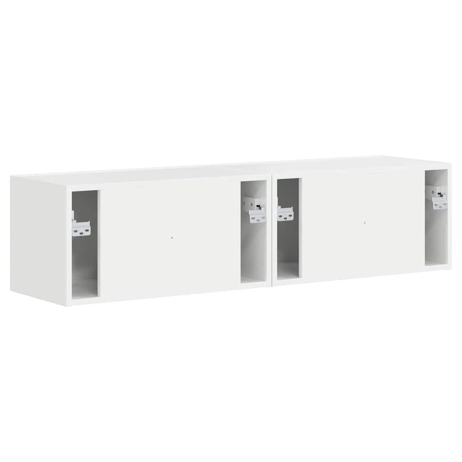 TV Wandkast 2 pcs Glanzend Wit 60 x 31 x 29,5 cm Bewerkt hout