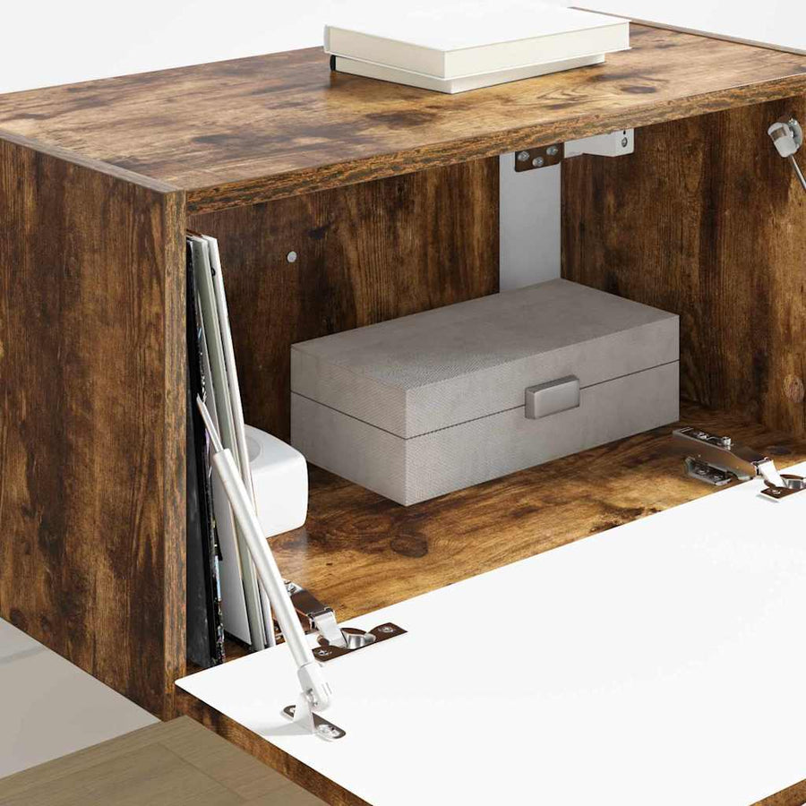 TV Wandkast Gerookt eiken 60 x 31 x 29.5 cm Bewerkt hout