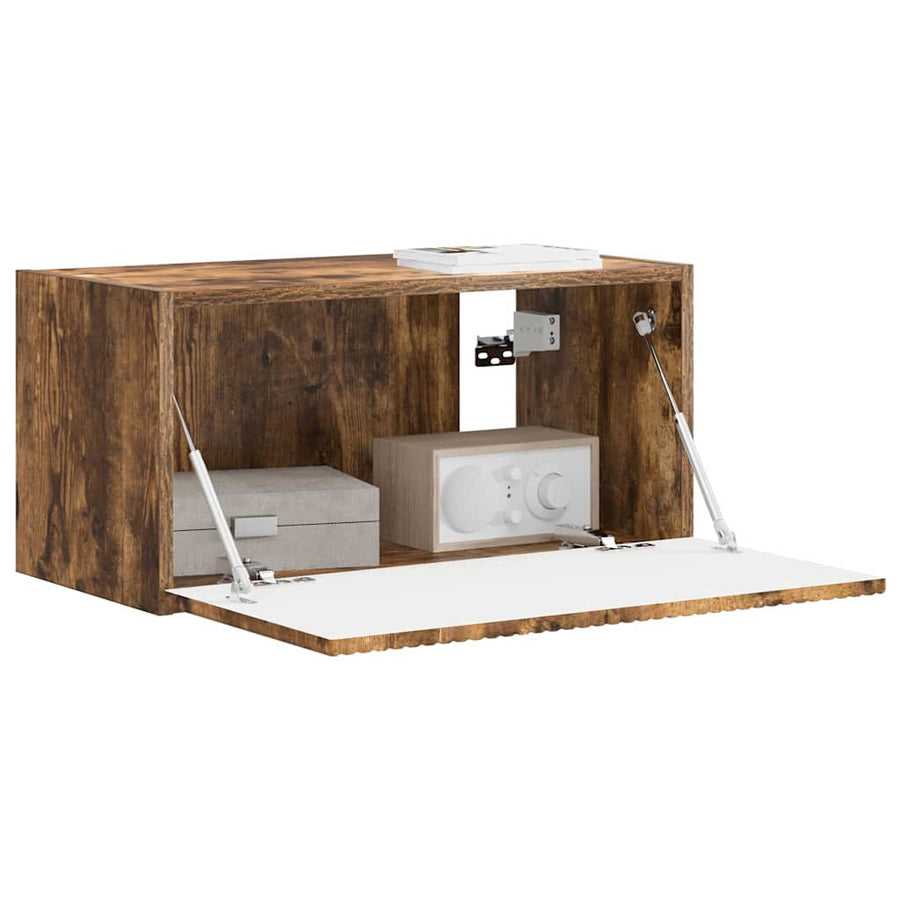 TV Wandkast Gerookt eiken 60 x 31 x 29.5 cm Bewerkt hout