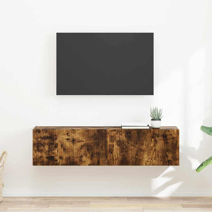 TV Wandkast 2 pcs Gerookt eiken 60 x 31 x 29.5 cm Bewerkt hout