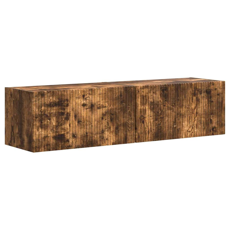 TV Wandkast 2 pcs Gerookt eiken 60 x 31 x 29.5 cm Bewerkt hout