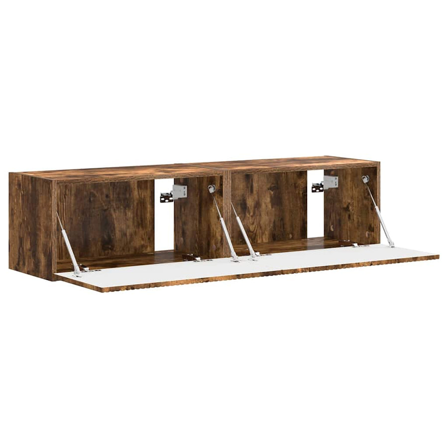 TV Wandkast 2 pcs Gerookt eiken 60 x 31 x 29.5 cm Bewerkt hout