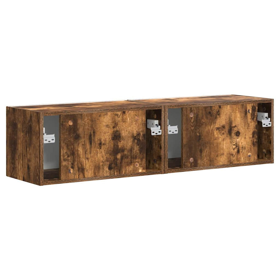 TV Wandkast 2 pcs Gerookt eiken 60 x 31 x 29.5 cm Bewerkt hout