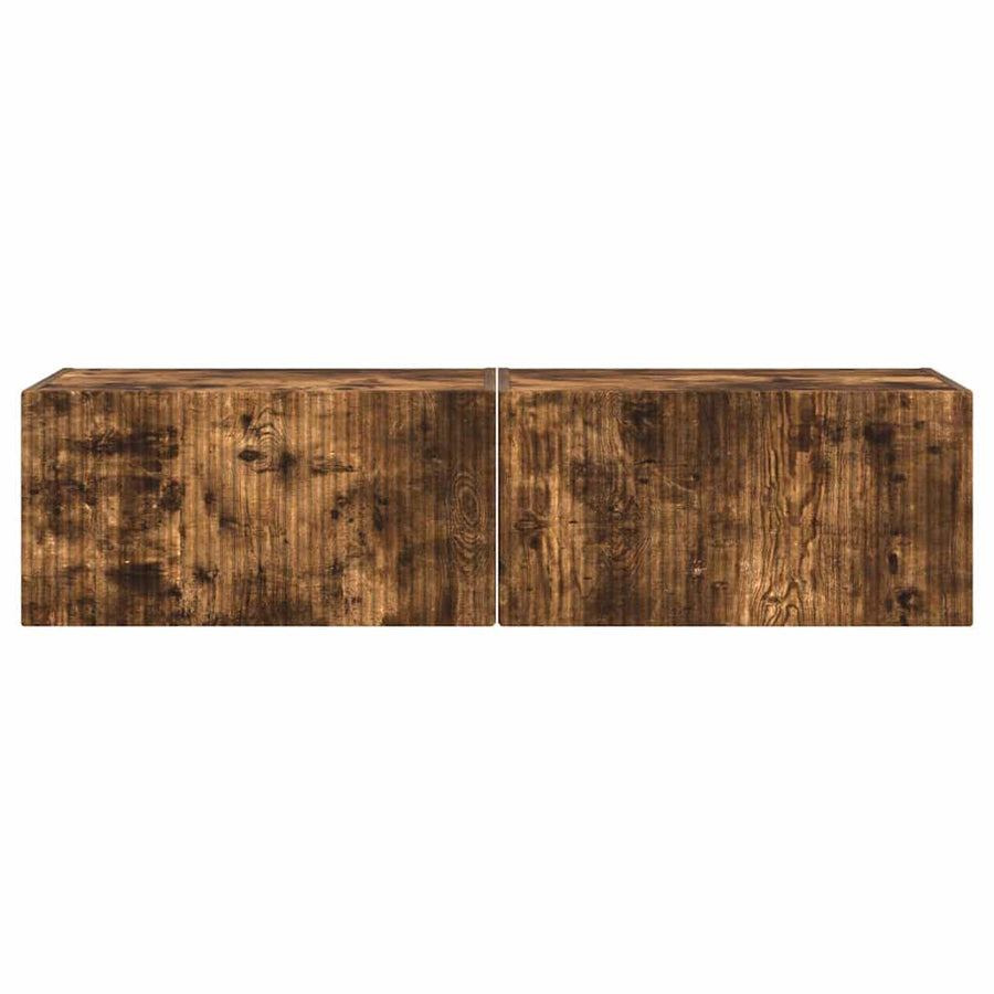 TV Wandkast 2 pcs Gerookt eiken 60 x 31 x 29.5 cm Bewerkt hout