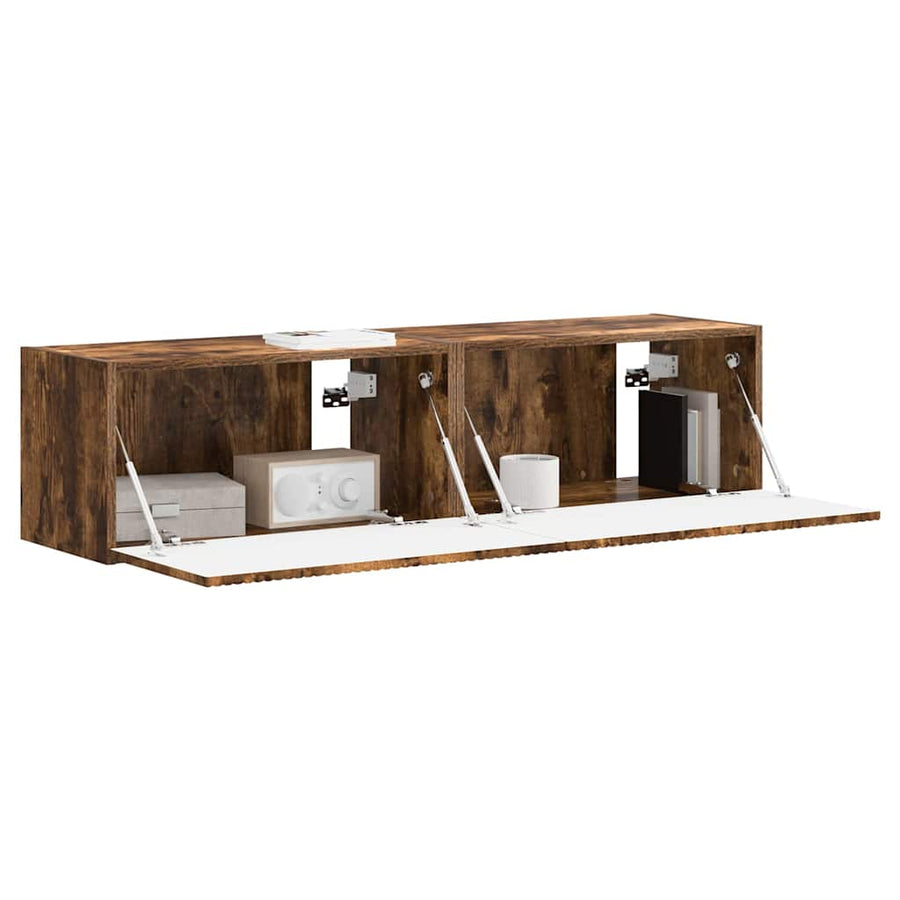 TV Wandkast 2 pcs Gerookt eiken 60 x 31 x 29.5 cm Bewerkt hout