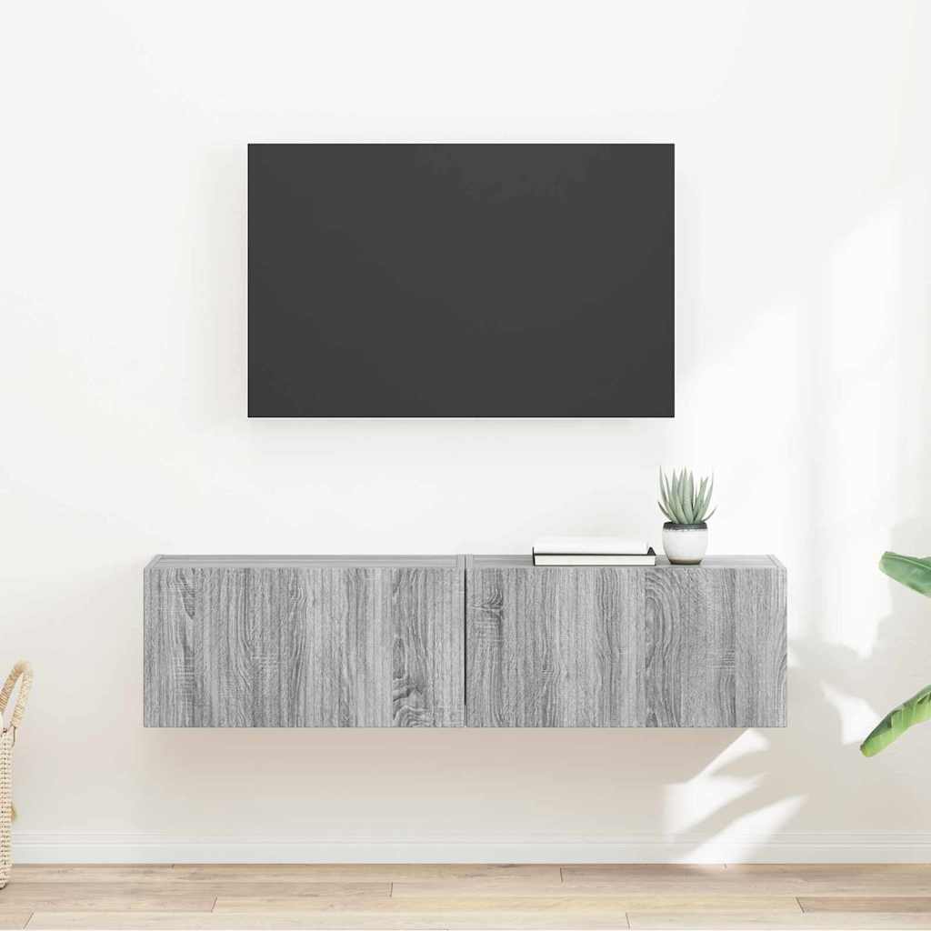 TV Wandkast 2 pcs Grijs Sonoma 60 x 31 x 29,5 cm Bewerkt hout
