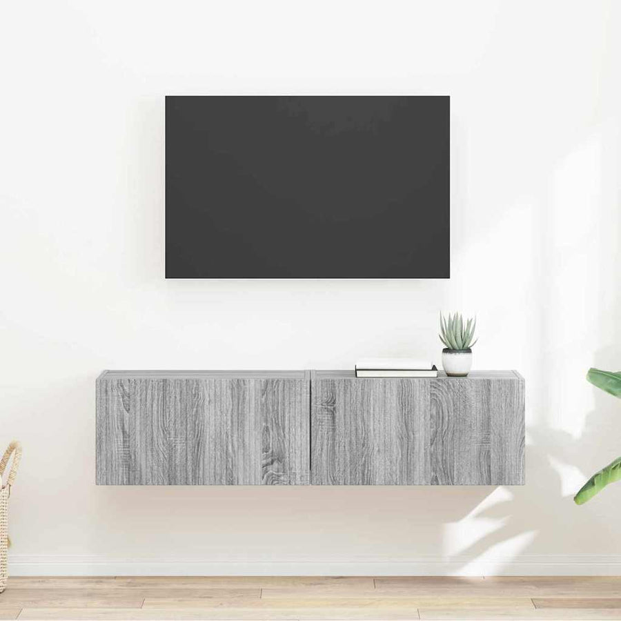 TV Wandkast 2 pcs Grijs Sonoma 60 x 31 x 29,5 cm Bewerkt hout