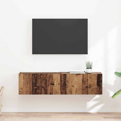 TV Wandkast 2 pcs Oud Hout 60 x 31 x 29.5 cm Bewerkt hout