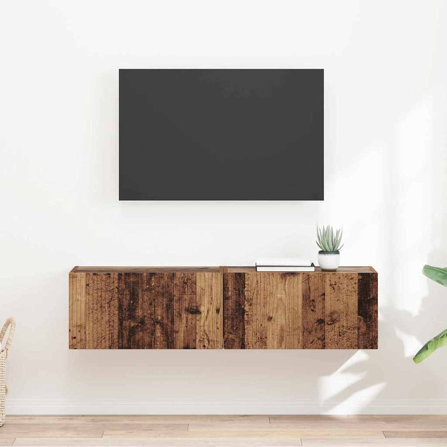 TV Wandkast 2 pcs Oud Hout 60 x 31 x 29.5 cm Bewerkt hout