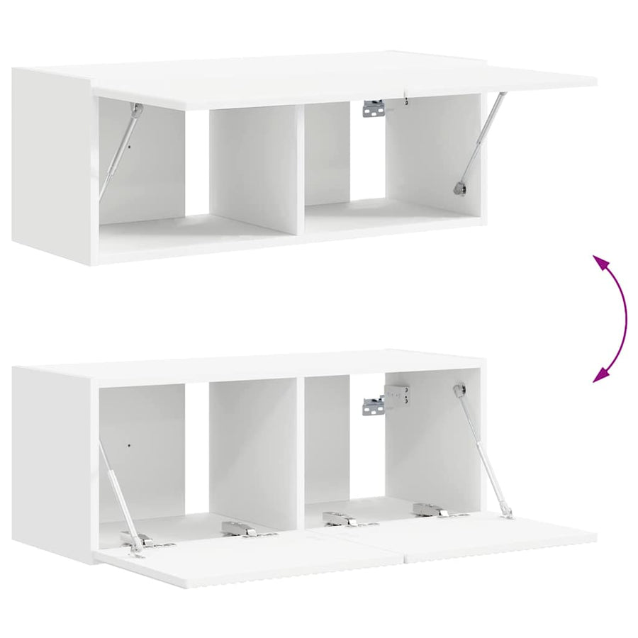 TV Wandkast Wandgemonteerd Wit 60 x 31 x 29.5 cm Bewerkt hout