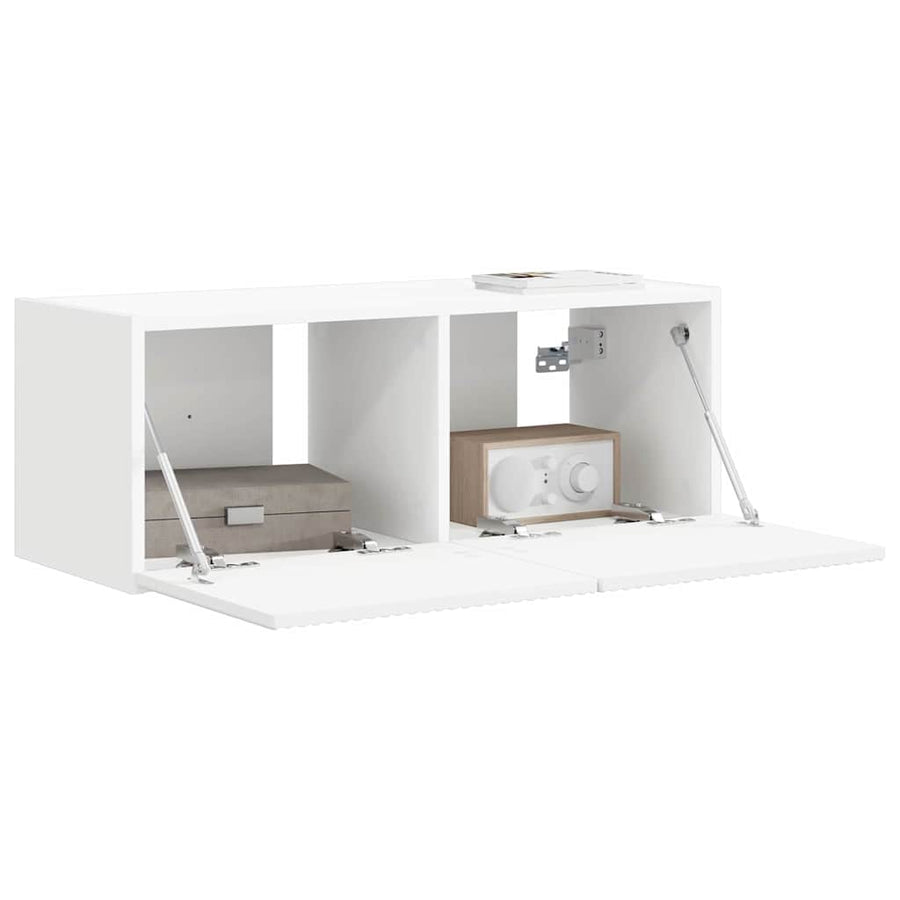 TV Wandkast Wandgemonteerd Wit 60 x 31 x 29.5 cm Bewerkt hout