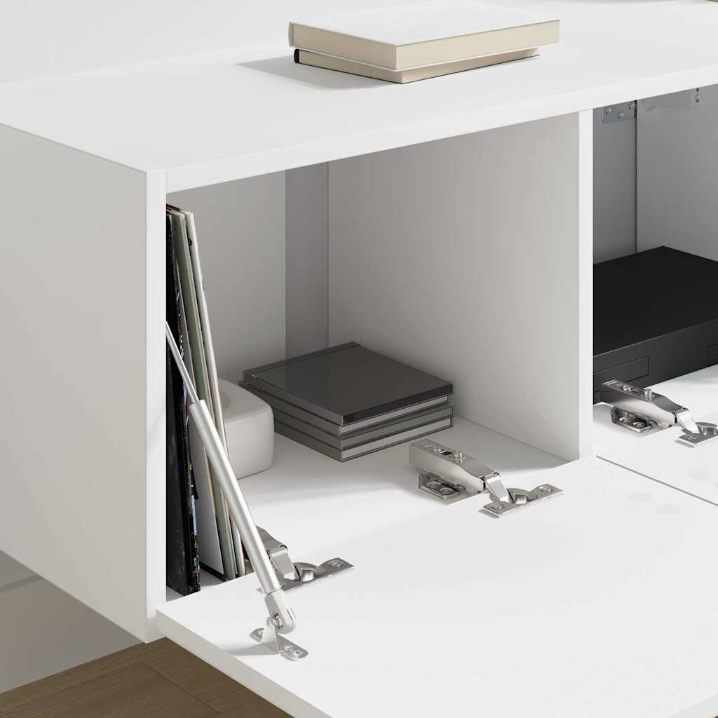 TV Wandkast 2 pcs Wit 60 x 31 x 29.5 cm Bewerkt hout