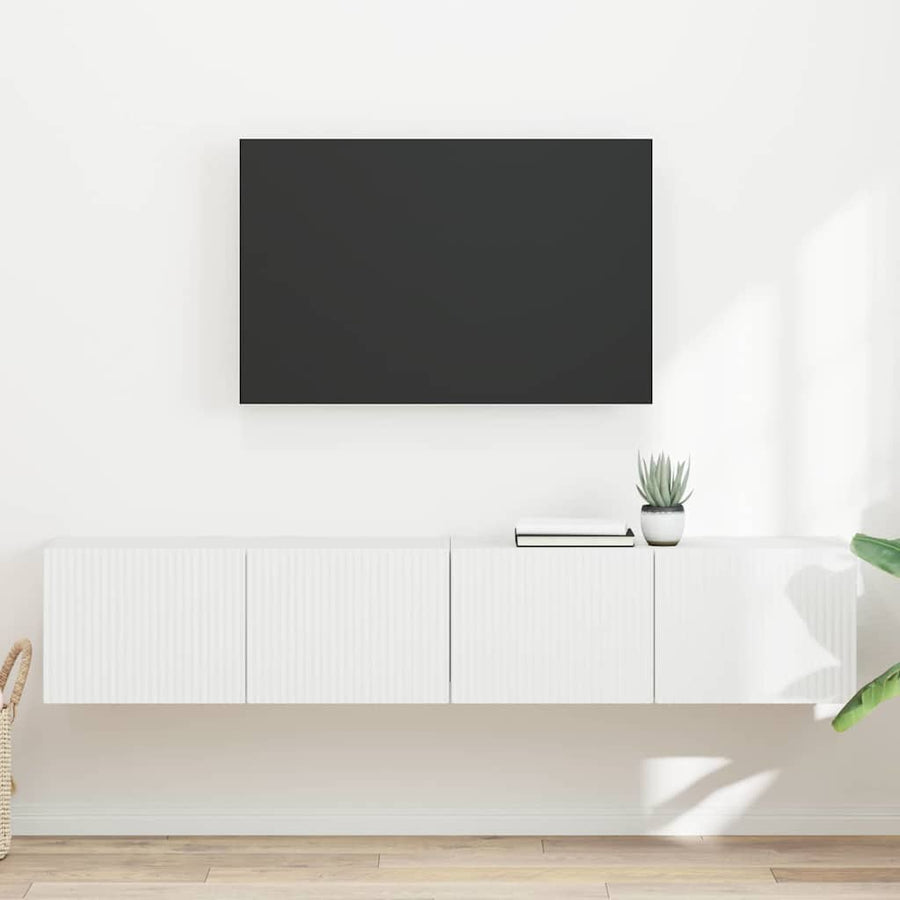 TV Wandkast 2 pcs Wit 60 x 31 x 29.5 cm Bewerkt hout