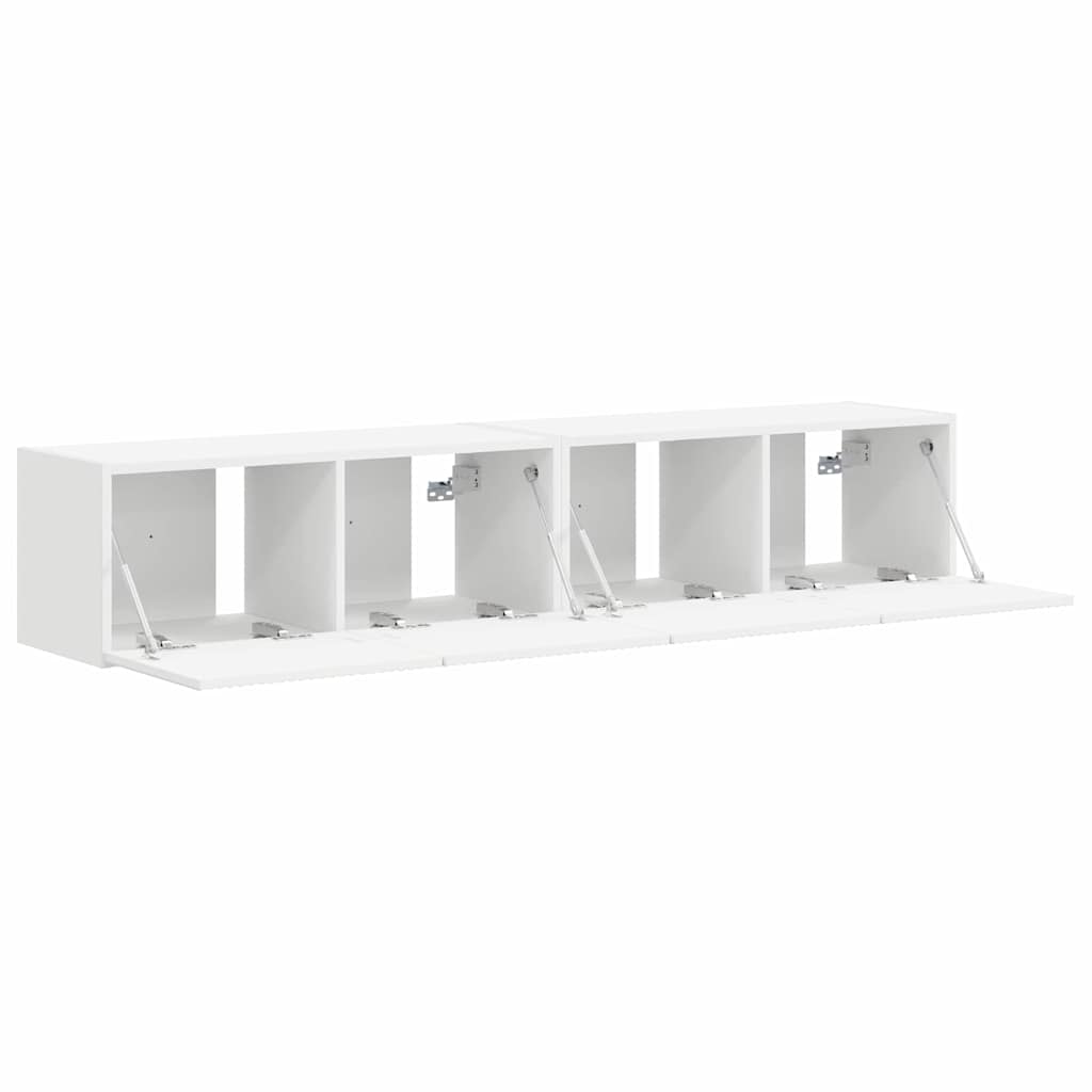 TV Wandkast 2 pcs Wit 60 x 31 x 29.5 cm Bewerkt hout