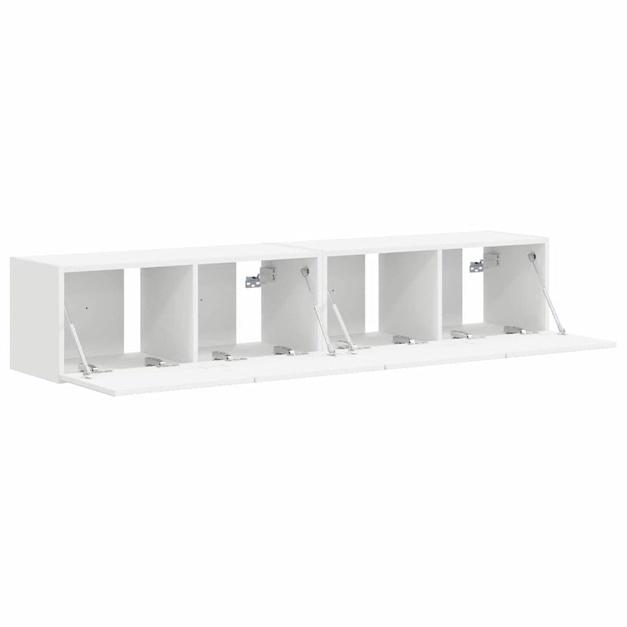 TV Wandkast 2 pcs Wit 60 x 31 x 29.5 cm Bewerkt hout