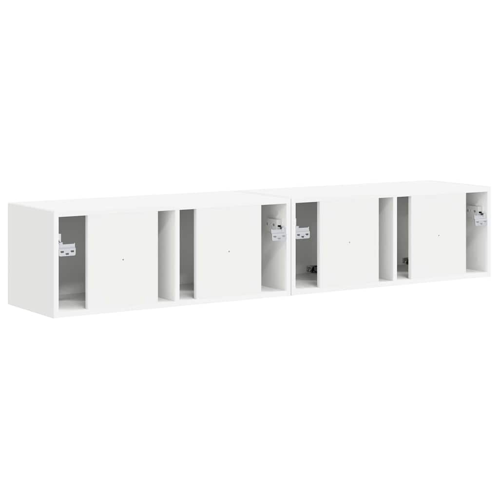 TV Wandkast 2 pcs Wit 60 x 31 x 29.5 cm Bewerkt hout