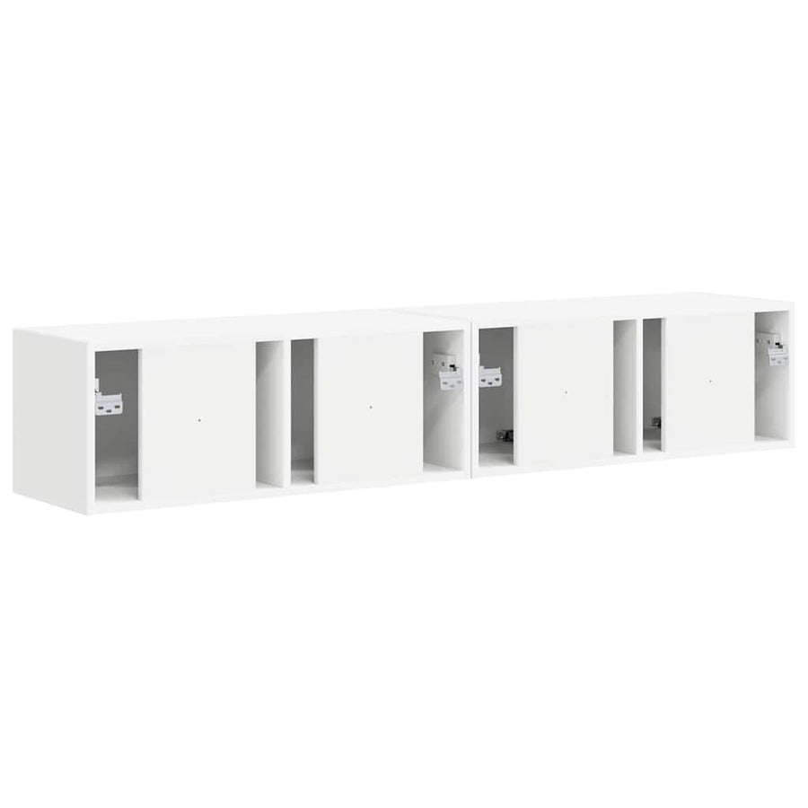 TV Wandkast 2 pcs Wit 60 x 31 x 29.5 cm Bewerkt hout