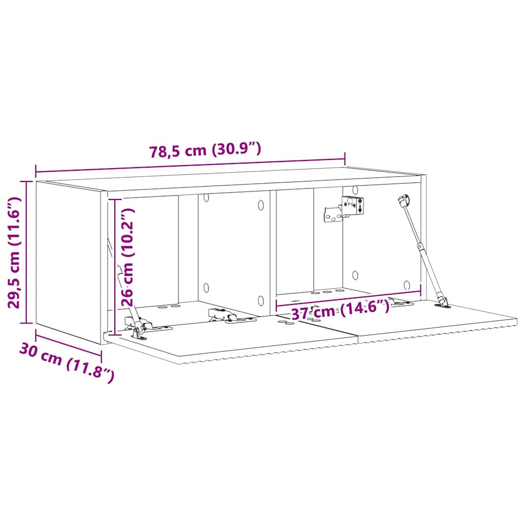 TV Wandkast 2 pcs Wit 60 x 31 x 29.5 cm Bewerkt hout