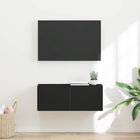 Tv-wandkast 78.5x31x29.5 cm bewerkt hout zwart