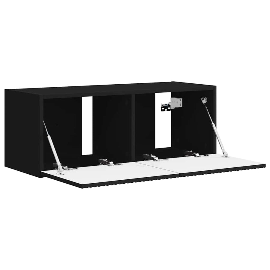 TV Wandkast Wandgemonteerd Zwart 60 x 31 x 29.5 cm Bewerkt hout