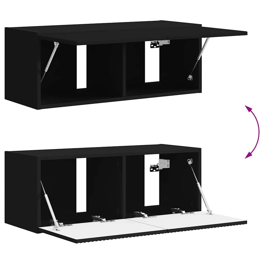 TV Wandkast Wandgemonteerd Zwart 60 x 31 x 29.5 cm Bewerkt hout