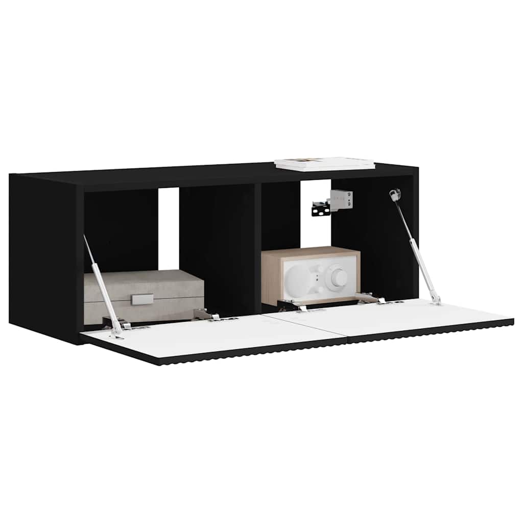 TV Wandkast Wandgemonteerd Zwart 60 x 31 x 29.5 cm Bewerkt hout