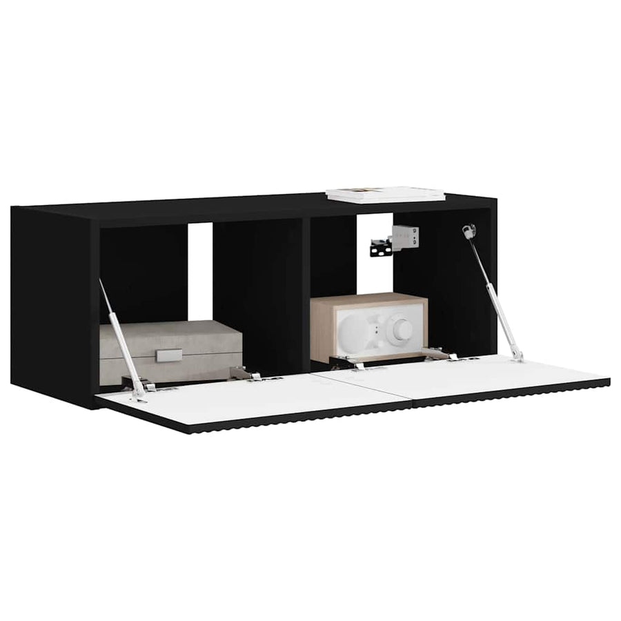 TV Wandkast Wandgemonteerd Zwart 60 x 31 x 29.5 cm Bewerkt hout