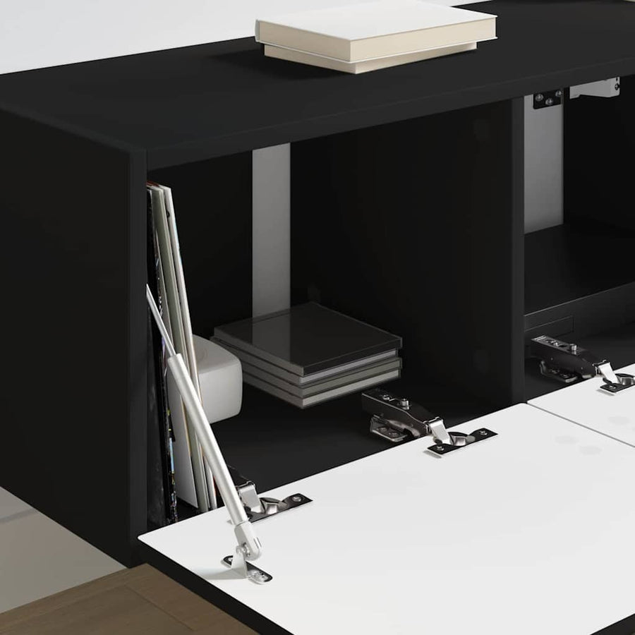 TV Wandkast 2 pcs Zwart 60 x 31 x 29.5 cm Bewerkt hout