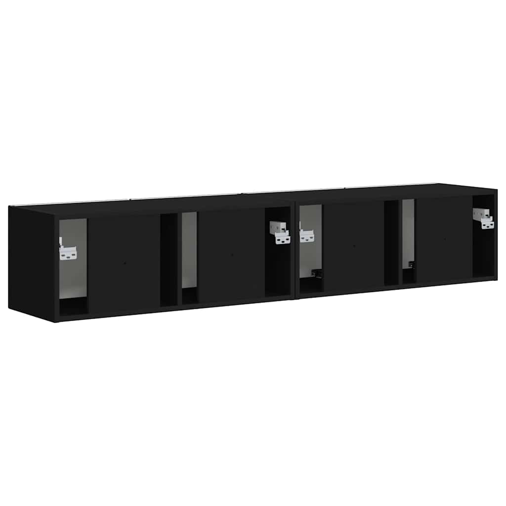 TV Wandkast 2 pcs Zwart 60 x 31 x 29.5 cm Bewerkt hout