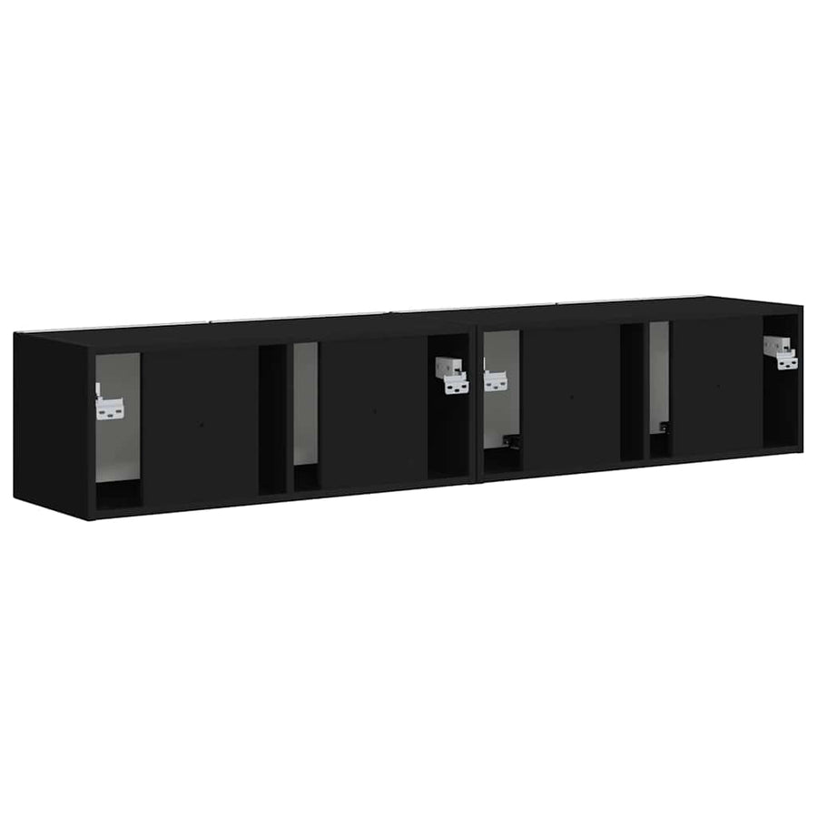 TV Wandkast 2 pcs Zwart 60 x 31 x 29.5 cm Bewerkt hout