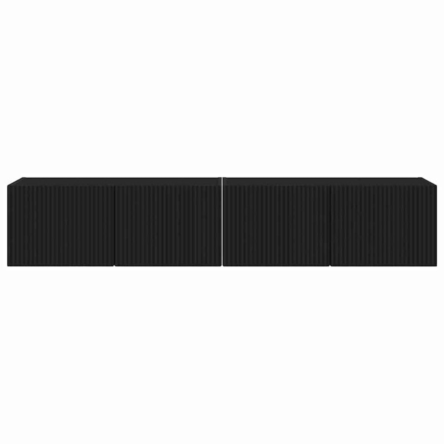 TV Wandkast 2 pcs Zwart 60 x 31 x 29.5 cm Bewerkt hout