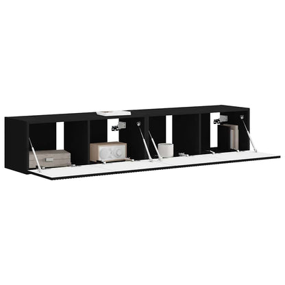 TV Wandkast 2 pcs Zwart 60 x 31 x 29.5 cm Bewerkt hout