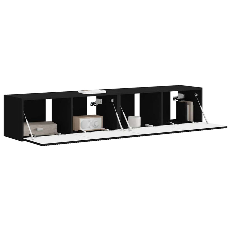 TV Wandkast 2 pcs Zwart 60 x 31 x 29.5 cm Bewerkt hout