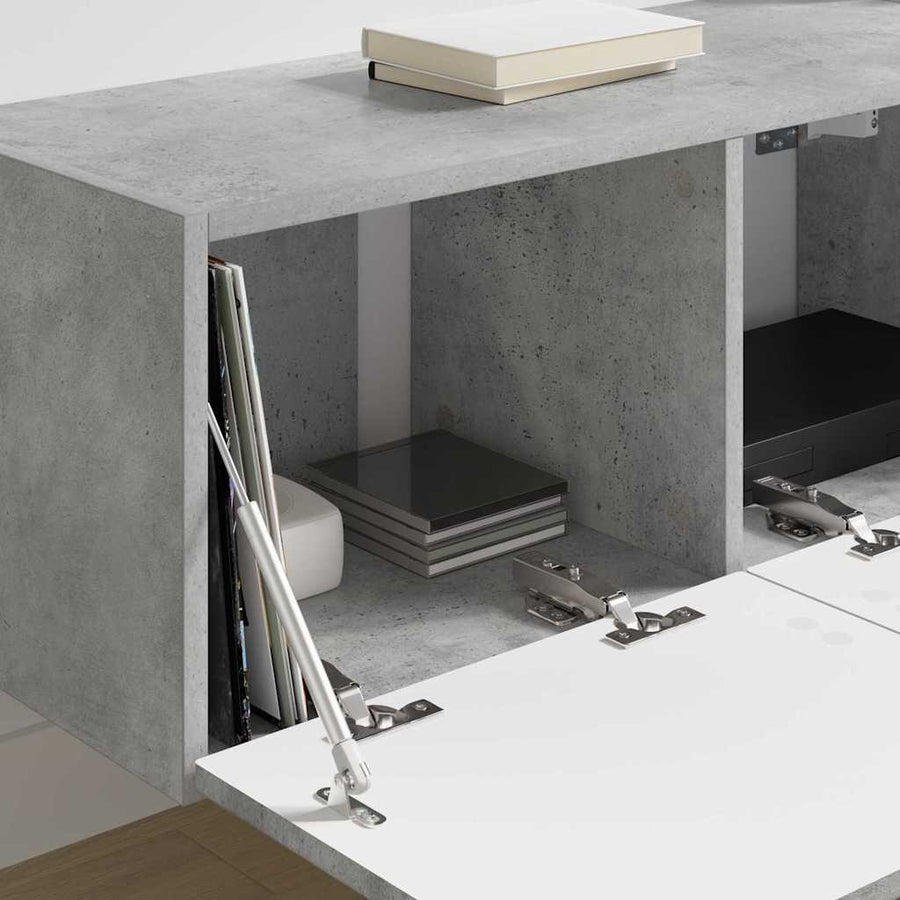 TV Wandkast Wandgemonteerd Beton 60 x 31 x 29.5 cm Bewerkt hout