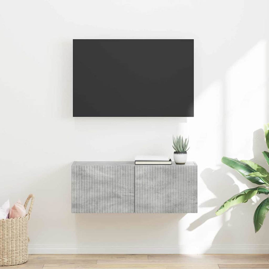 TV Wandkast Wandgemonteerd Beton 60 x 31 x 29.5 cm Bewerkt hout