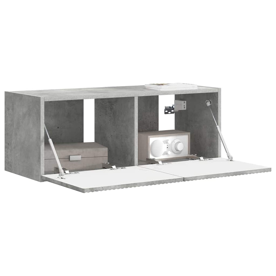 TV Wandkast Wandgemonteerd Beton 60 x 31 x 29.5 cm Bewerkt hout