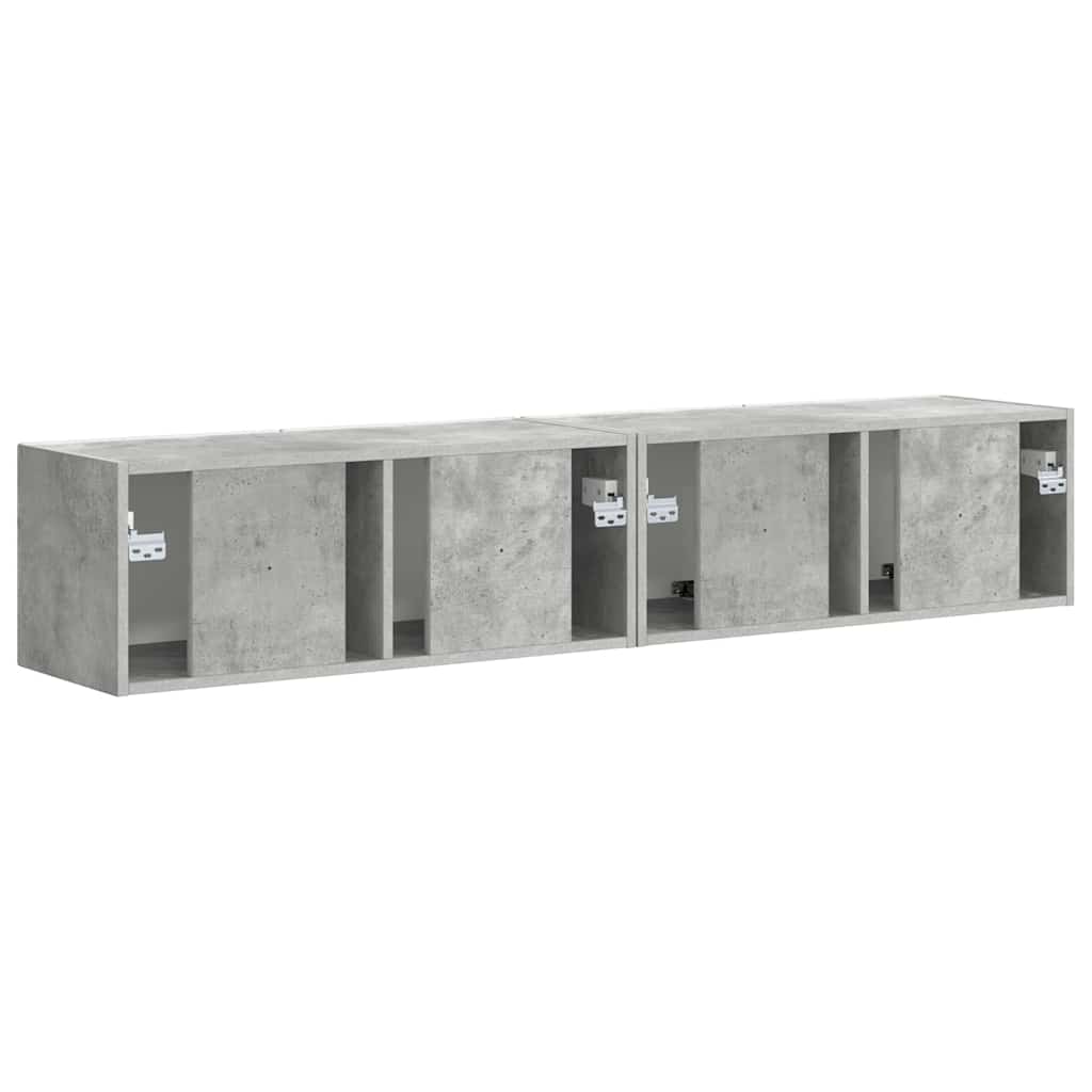 TV Wandkast 2 pcs Beton 60 x 31 x 29.5 cm Bewerkt hout