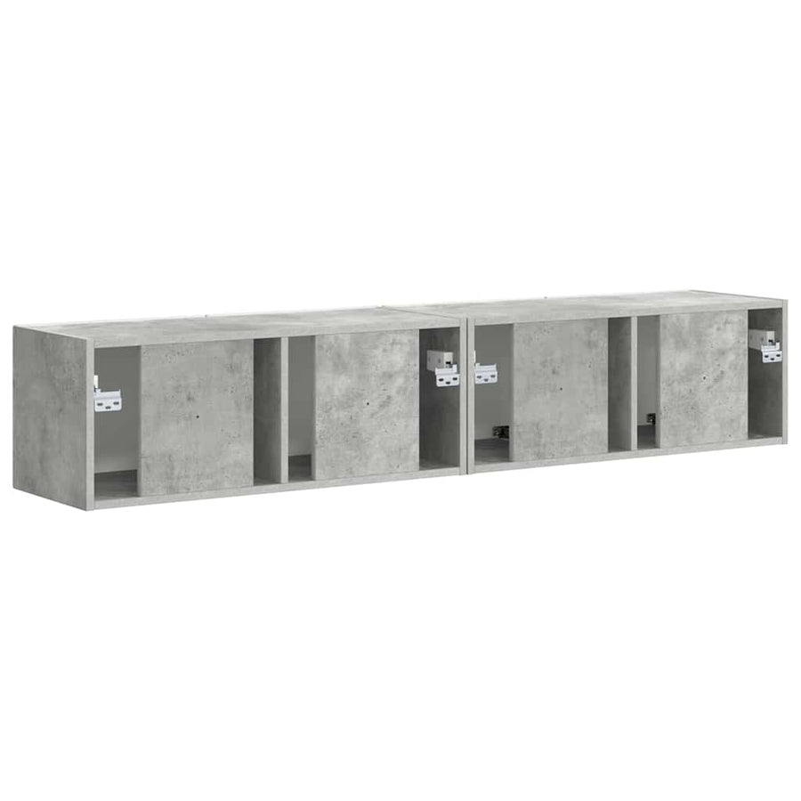 TV Wandkast 2 pcs Beton 60 x 31 x 29.5 cm Bewerkt hout