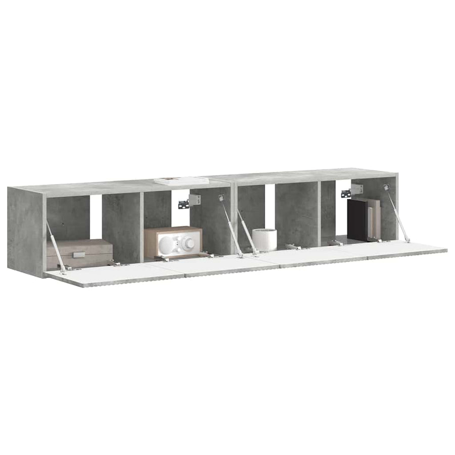 TV Wandkast 2 pcs Beton 60 x 31 x 29.5 cm Bewerkt hout