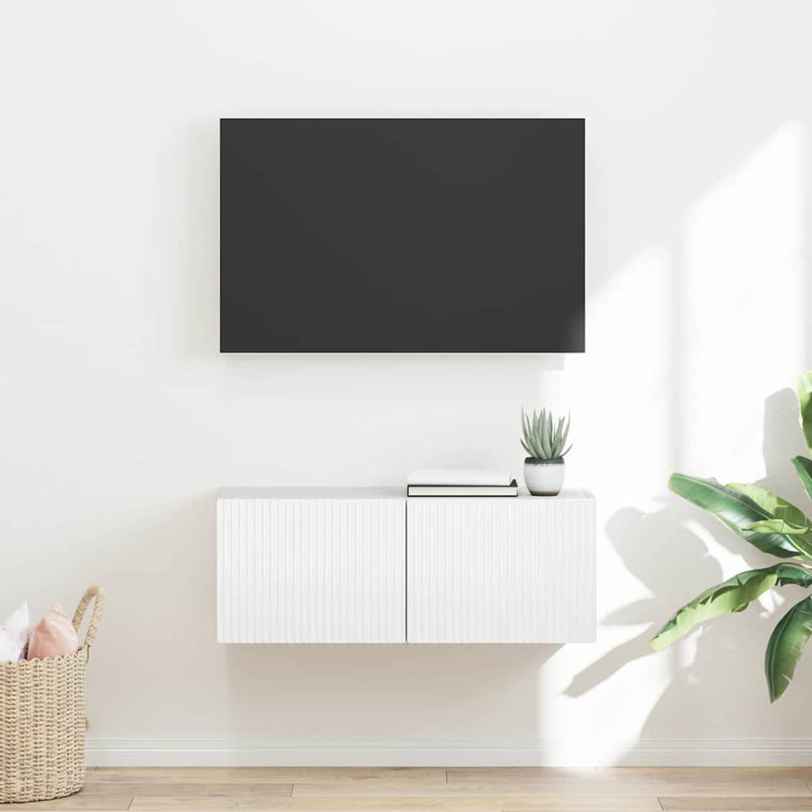 TV Wandkast Glanzend Wit 60 x 31 x 29.5 cm Bewerkt hout