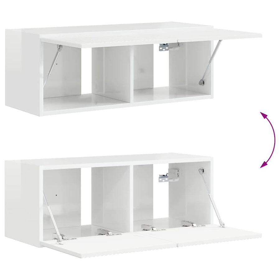 TV Wandkast Glanzend Wit 60 x 31 x 29.5 cm Bewerkt hout