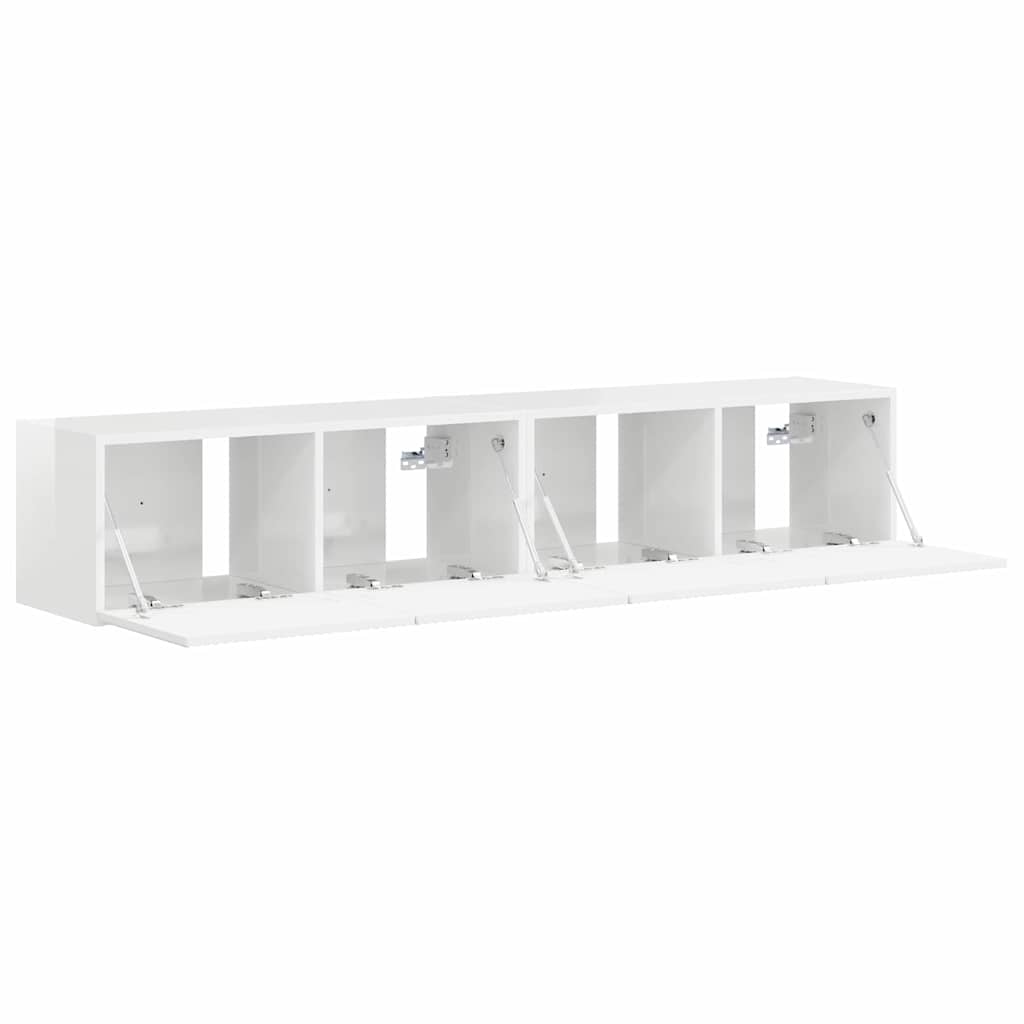 TV Wandkast 2 pcs Glanzend Wit 60 x 31 x 29.5 cm Bewerkt hout