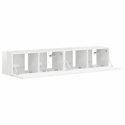 TV Wandkast 2 pcs Glanzend Wit 60 x 31 x 29.5 cm Bewerkt hout