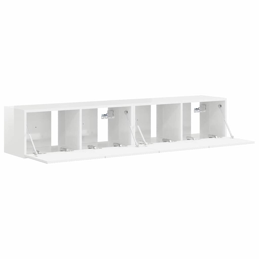 TV Wandkast 2 pcs Glanzend Wit 60 x 31 x 29.5 cm Bewerkt hout